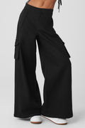 Show Off Cargo Wide Leg Trouser (Long) - Black — photo 1