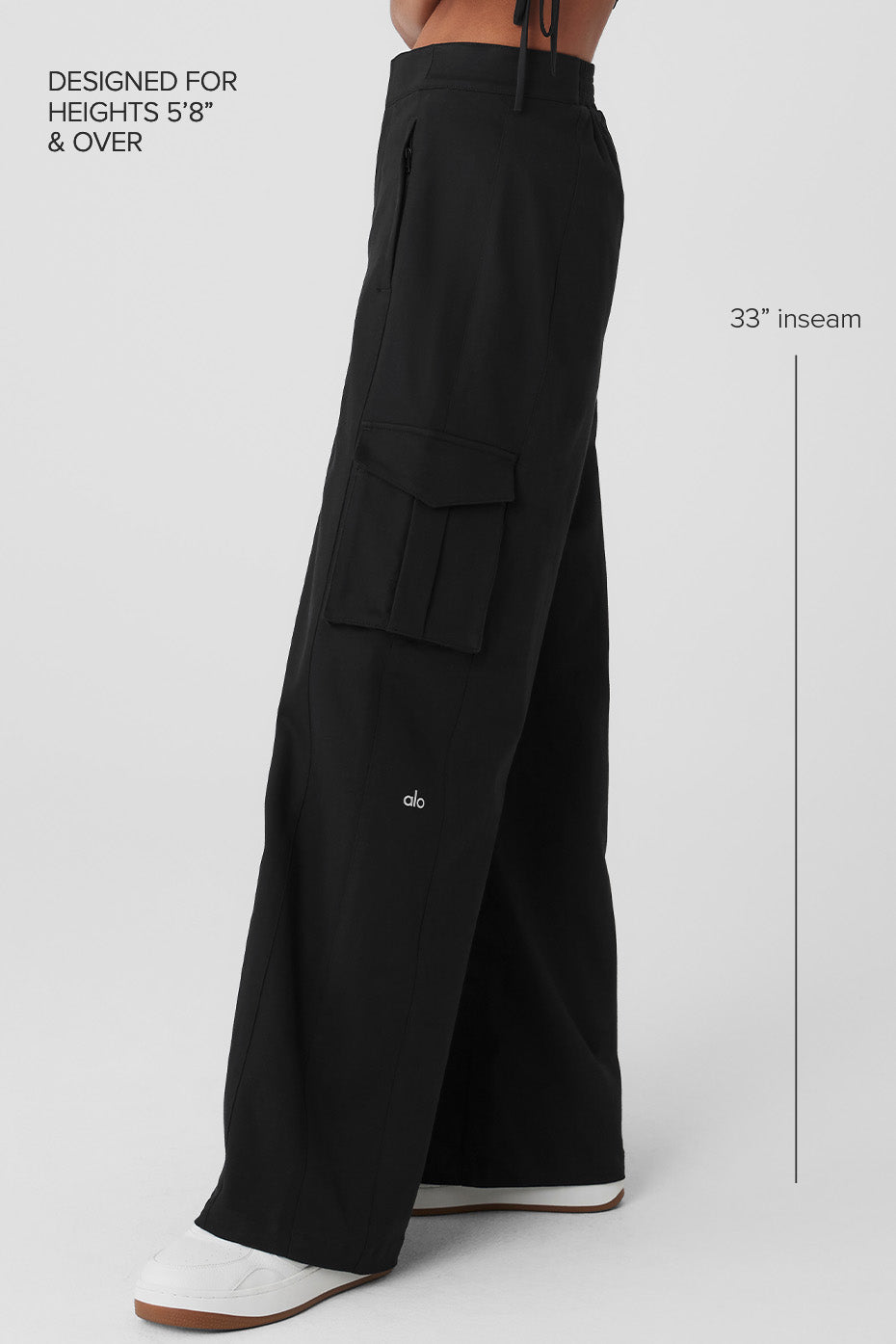 Show Off Cargo Wide Leg Trouser (Long) - Black — photo 2