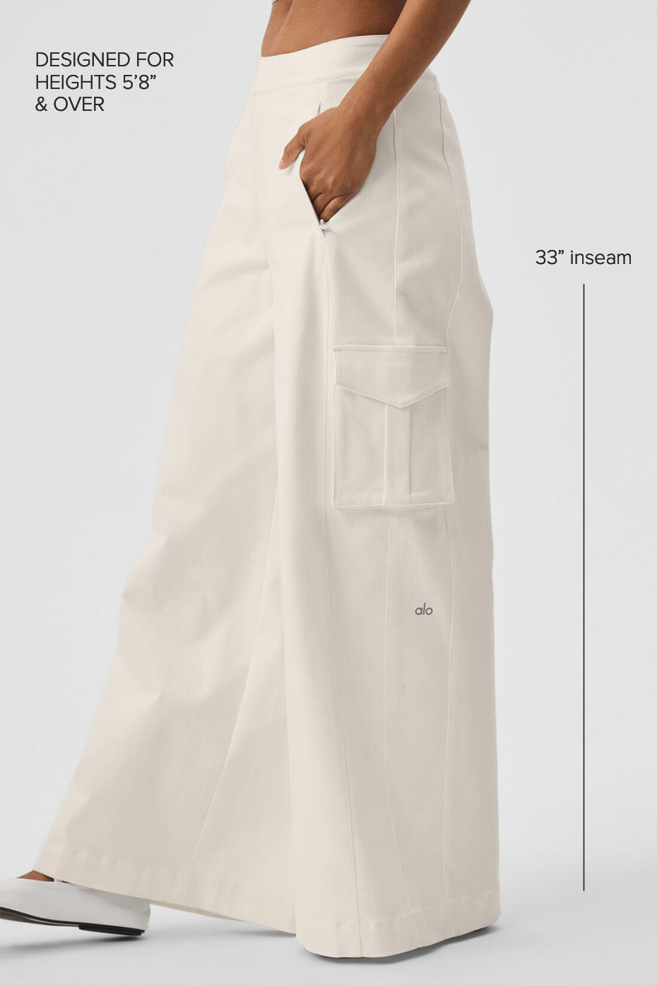 Show Off Cargo Wide Leg Trouser (Long) - Ivory — photo 2