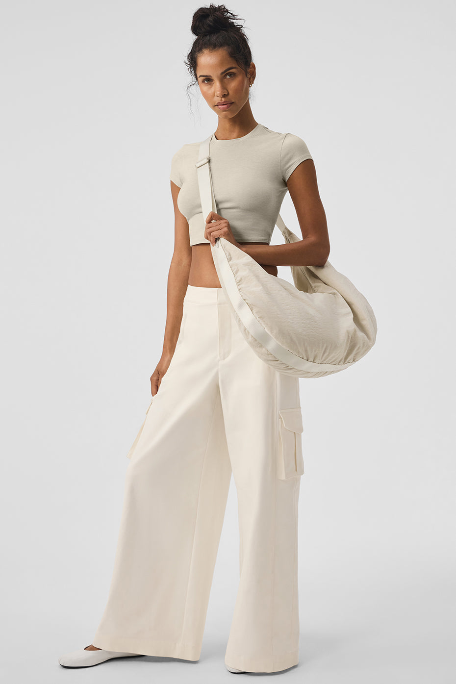 Show Off Cargo Wide Leg Trouser (Long) - Ivory — photo 5