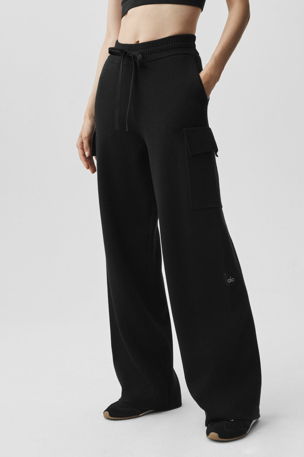 Scholar Knit High-Waist Cargo Pant - Black — photo 3