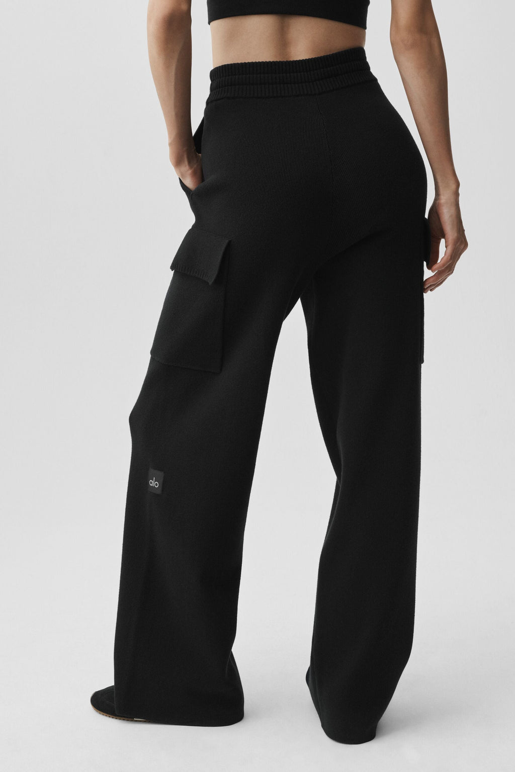 Scholar Knit High-Waist Cargo Pant - Black — photo 2