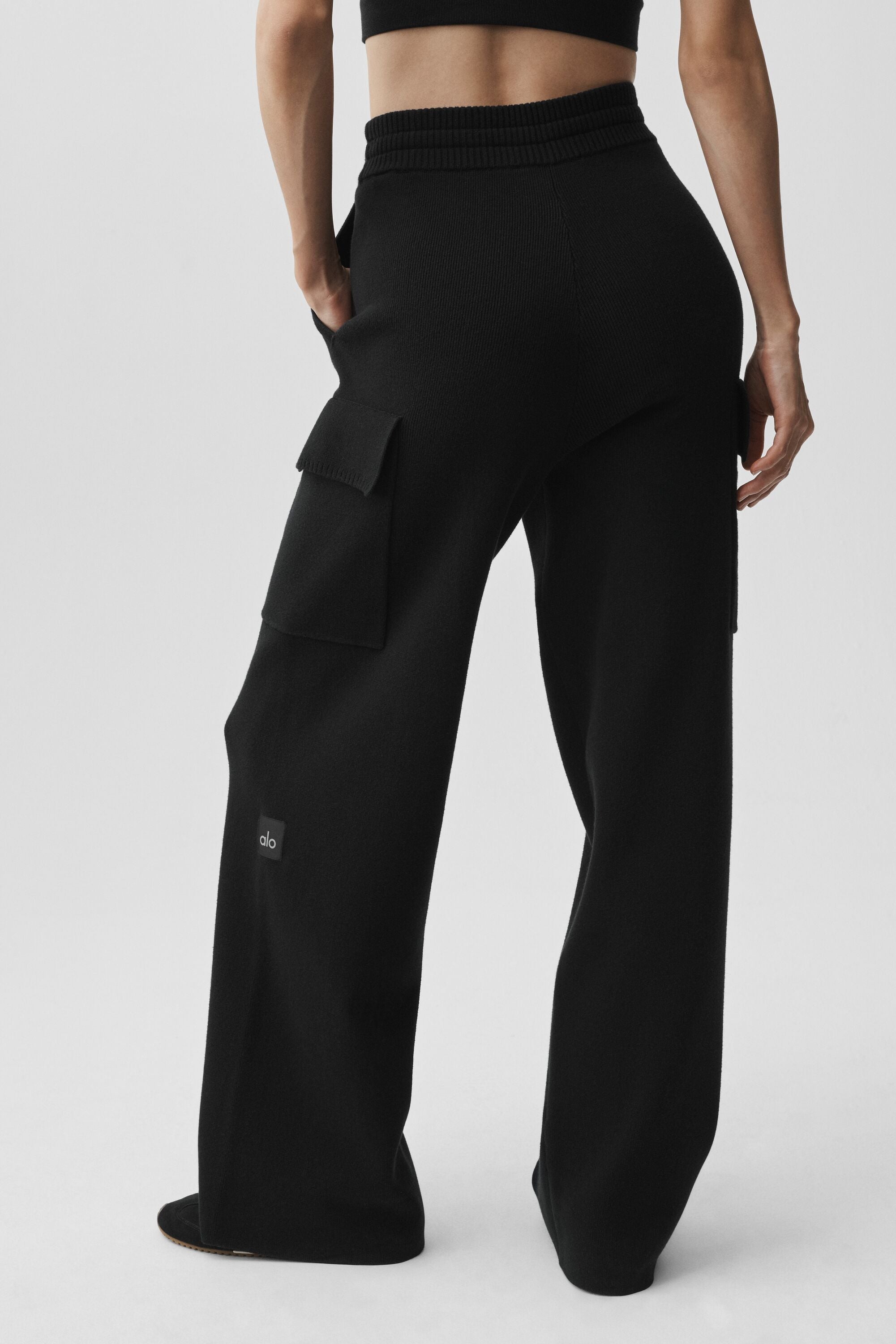 Scholar Knit High-Waist Cargo Pant - Black — photo 2