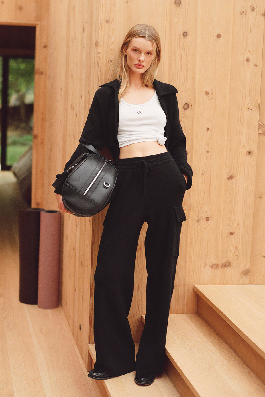 Scholar Knit High-Waist Cargo Pant - Black — photo 1