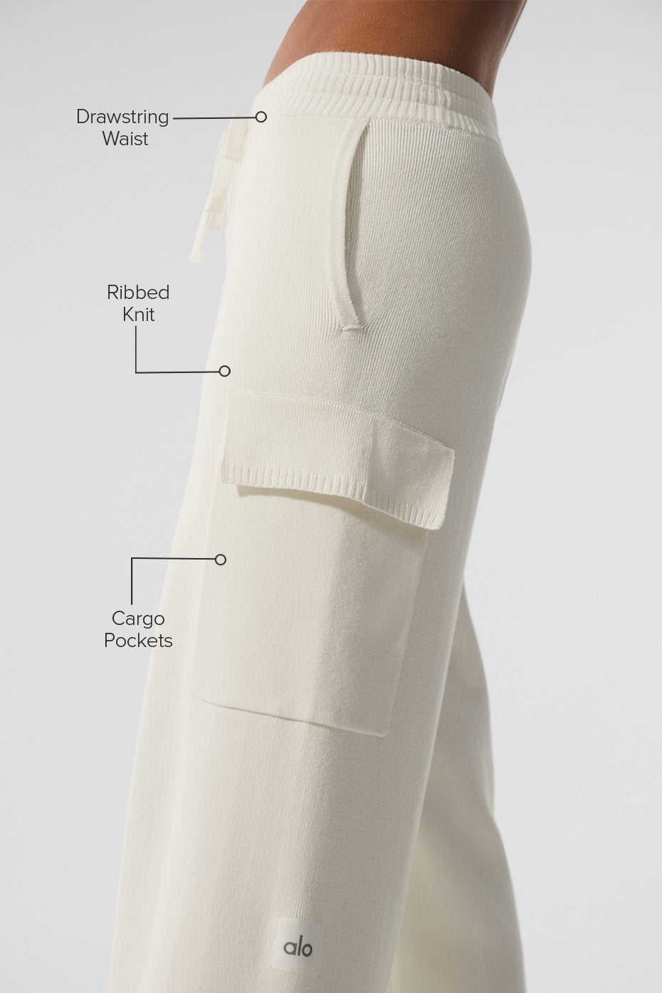 Scholar Knit High-Waist Cargo Pant - Ivory — photo 2