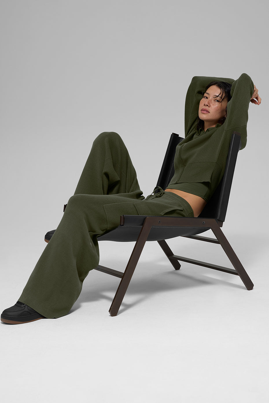 Scholar Knit High-Waist Cargo Pant - Green Olive — photo 5