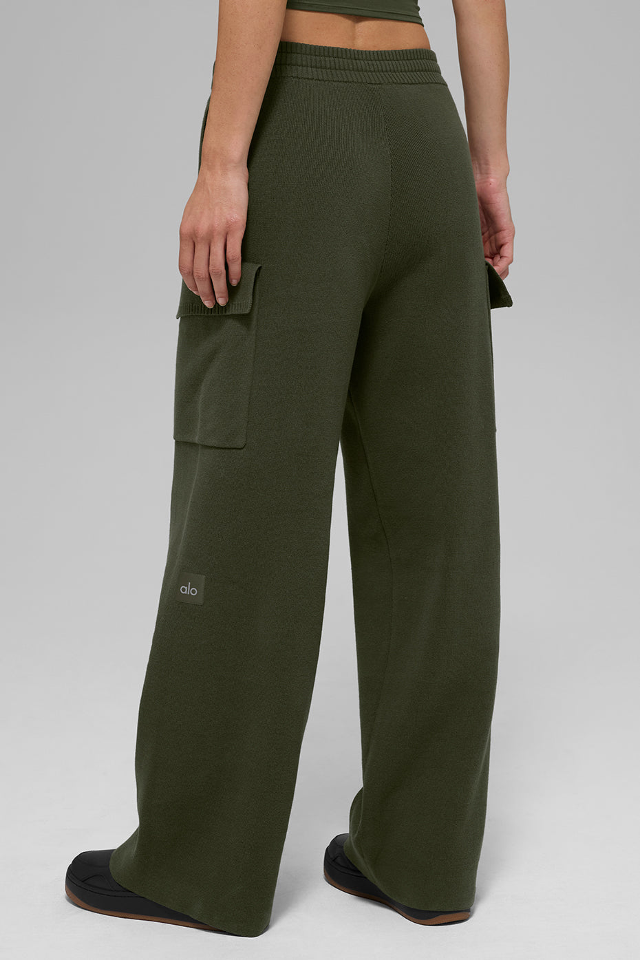 Scholar Knit High-Waist Cargo Pant - Green Olive — photo 2