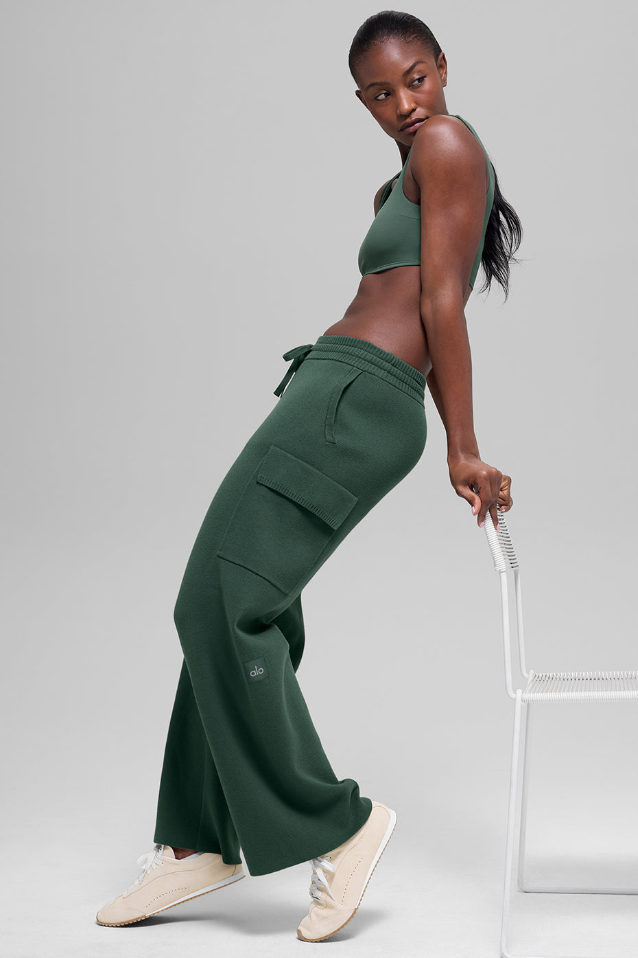 Scholar Knit High-Waist Cargo Pant - Clover Green — photo 5
