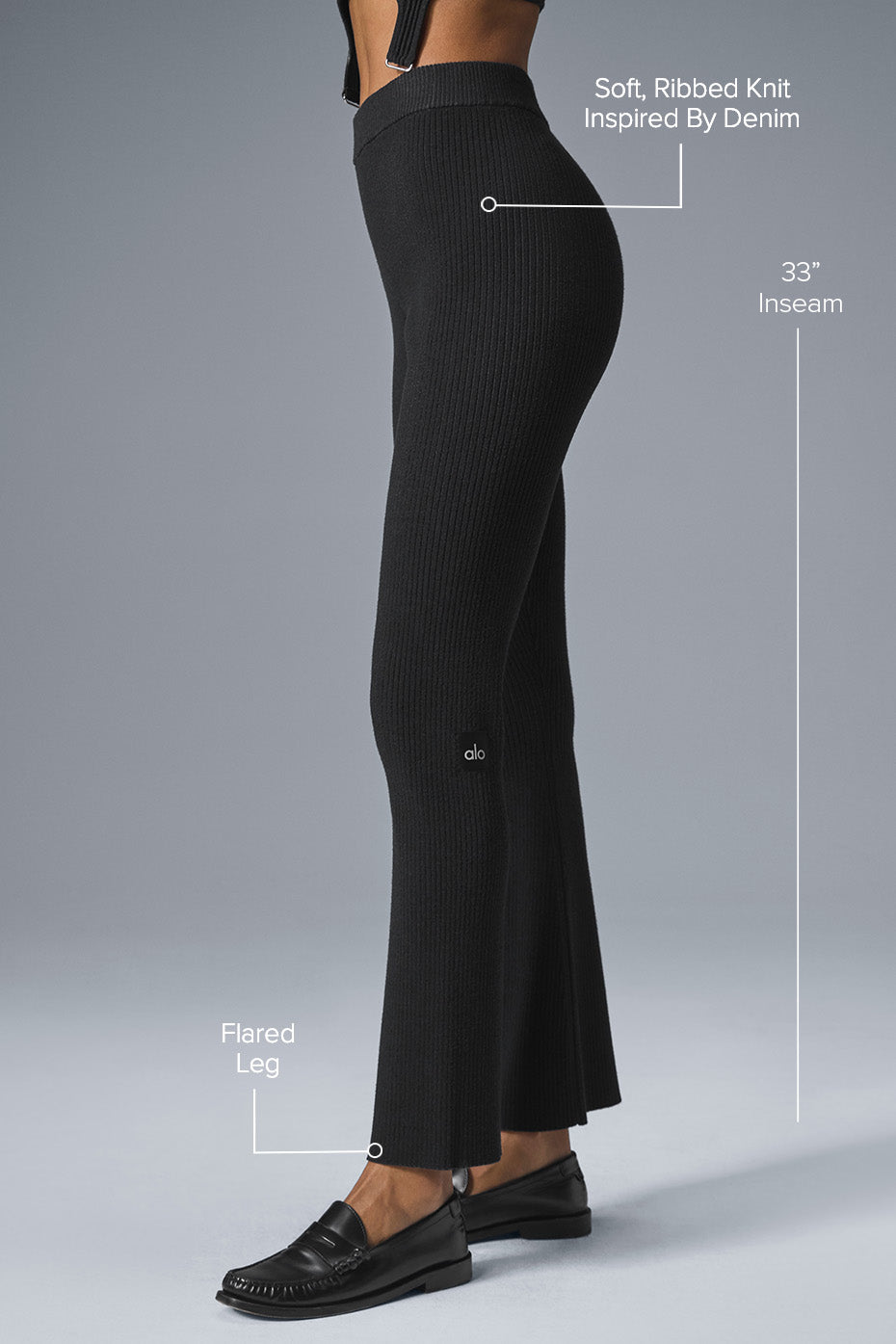 Denim Knit High-Waist Flare Pant - Black/Anthracite — photo 2