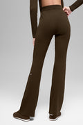 Denim Knit High-Waist Flare Pant - Espresso/Black — photo 3