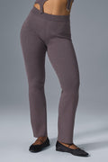 Denim Knit High-Waist Flare Pant - Raisinette/Black — photo 1