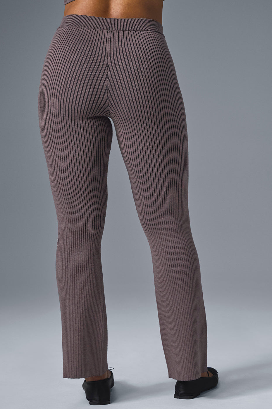 Denim Knit High-Waist Flare Pant - Raisinette/Black — photo 3