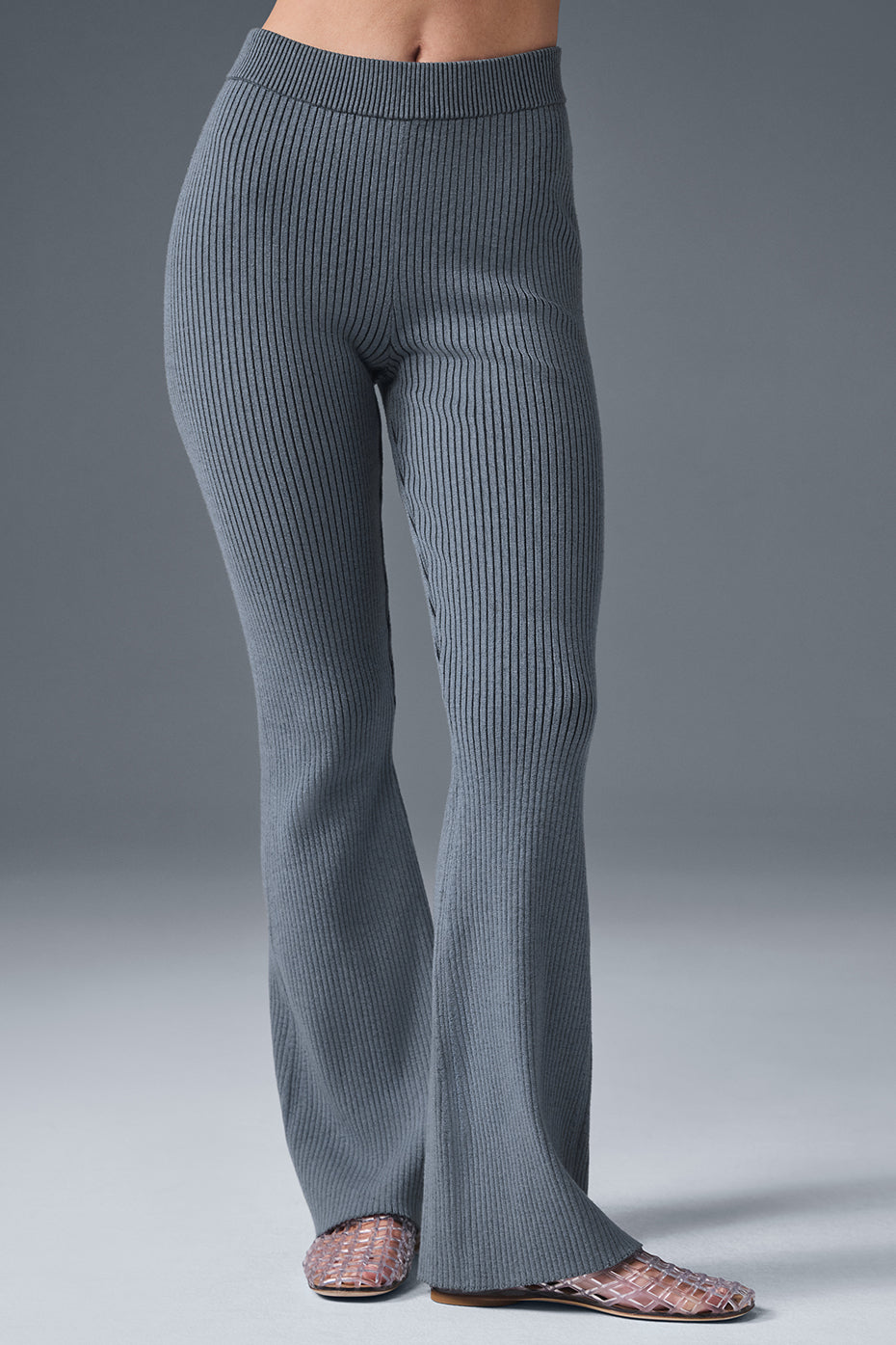 Denim Knit High-Waist Flare Pant - Steel Grey/Anthracite — photo 1