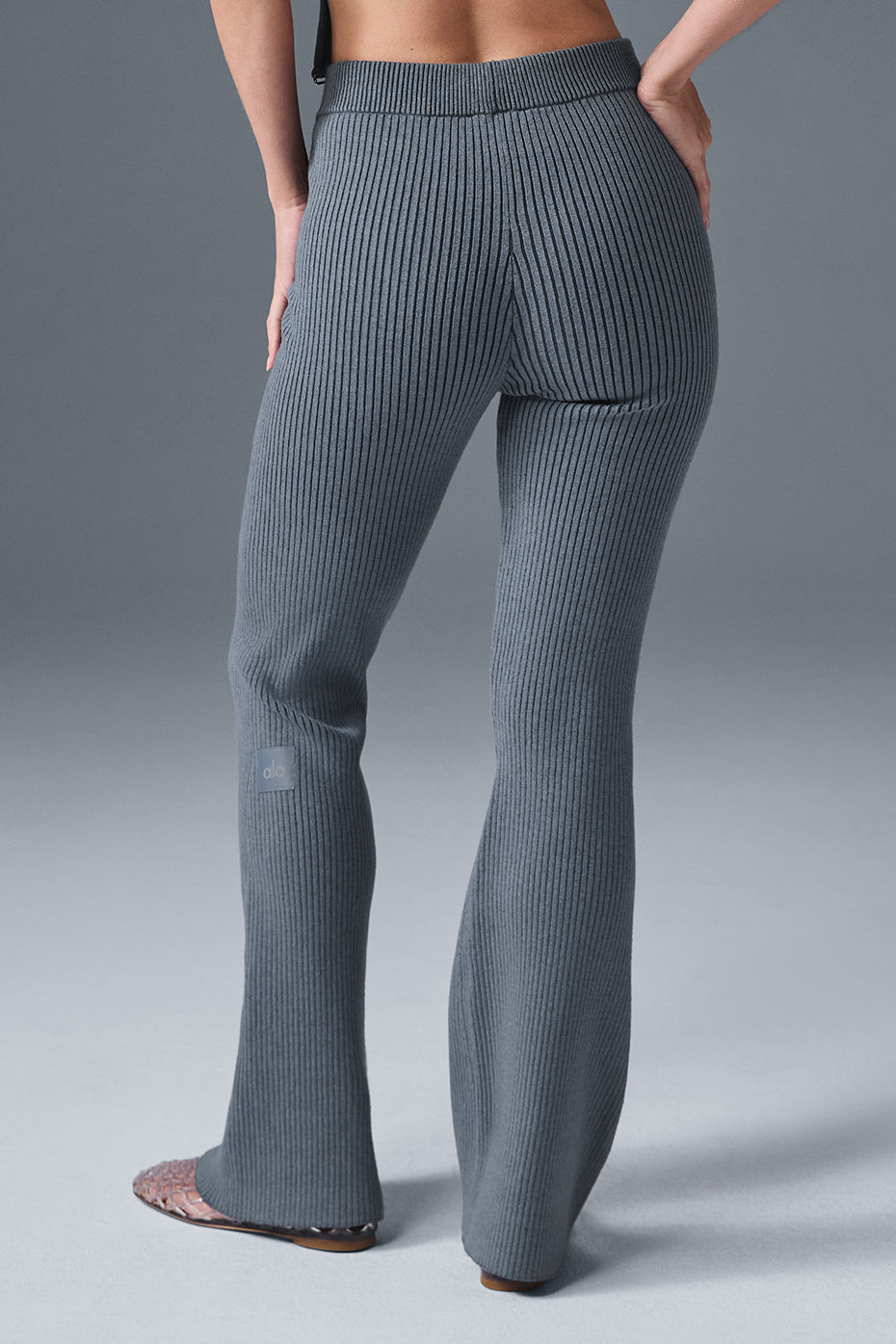 Denim Knit High-Waist Flare Pant - Steel Grey/Anthracite — photo 2
