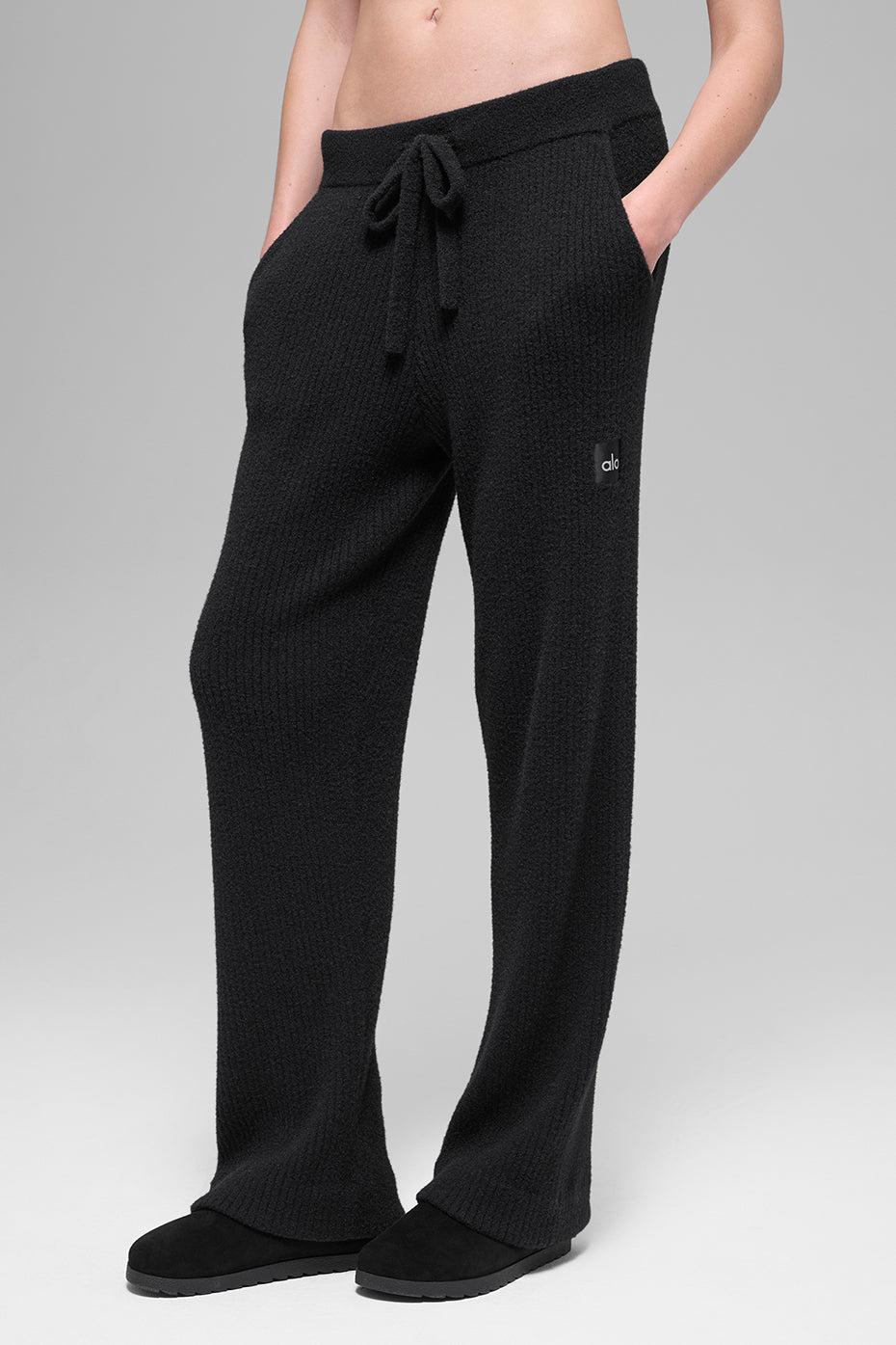 Snuggle Up Sweater High-Waist Wide Leg Pant - Black — photo 1