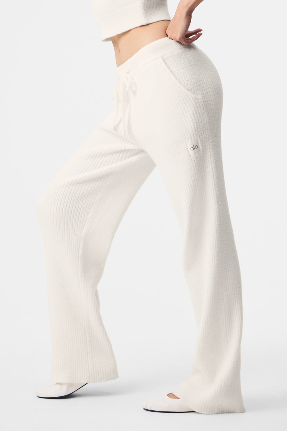 Snuggle Up Sweater High-Waist Wide Leg Pant - Ivory — photo 4