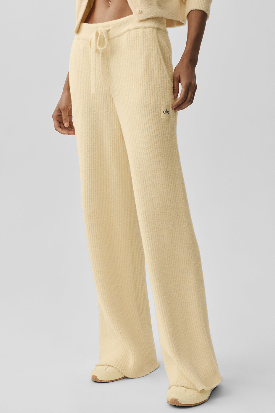 Snuggle Up Sweater High-Waist Wide Leg Pant - Candlelight Yellow — photo 2