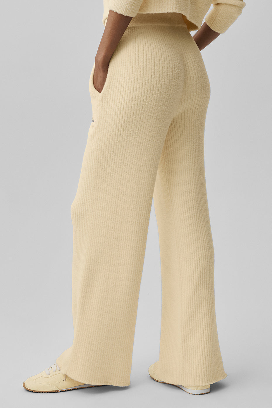Snuggle Up Sweater High-Waist Wide Leg Pant - Candlelight Yellow — photo 4
