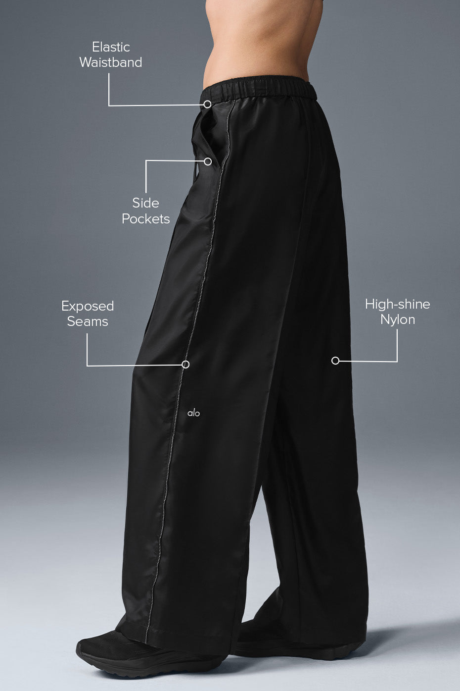 Afterglow Wide Leg Track Pant - Black — photo 2