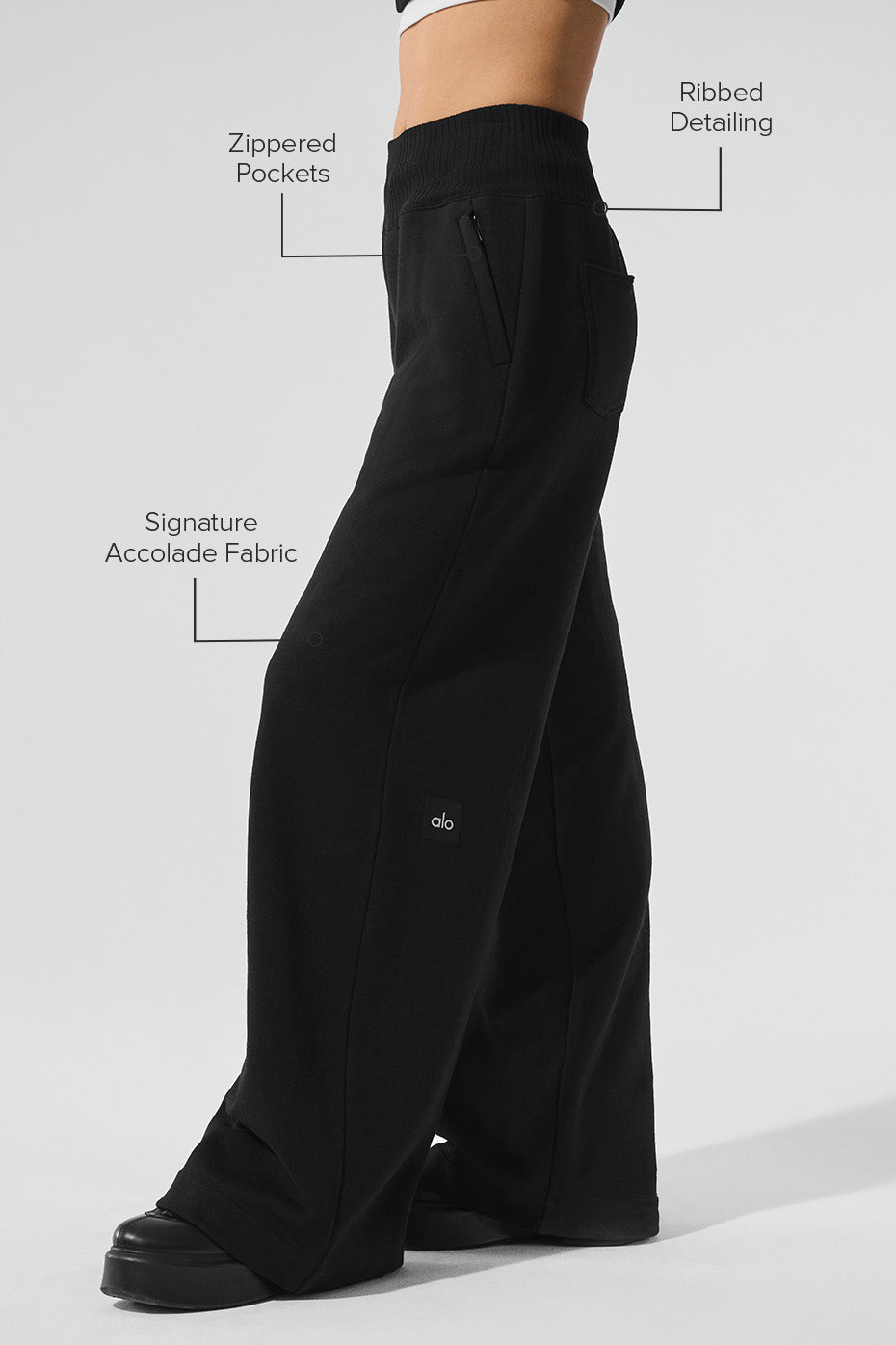 Serenity Wide Leg Sweatpant - Black — photo 2