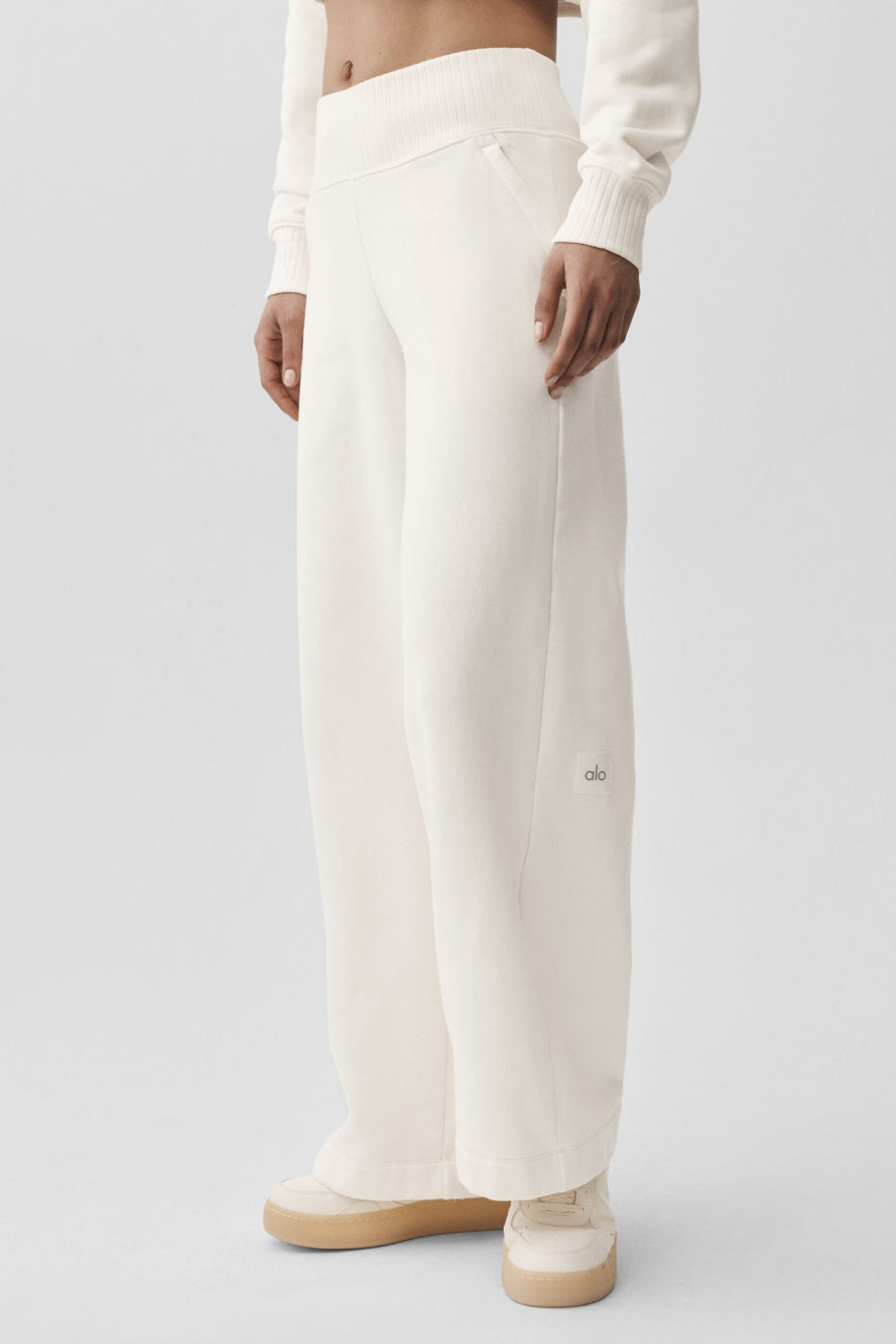 Serenity Wide Leg Sweatpant - Ivory — photo 3