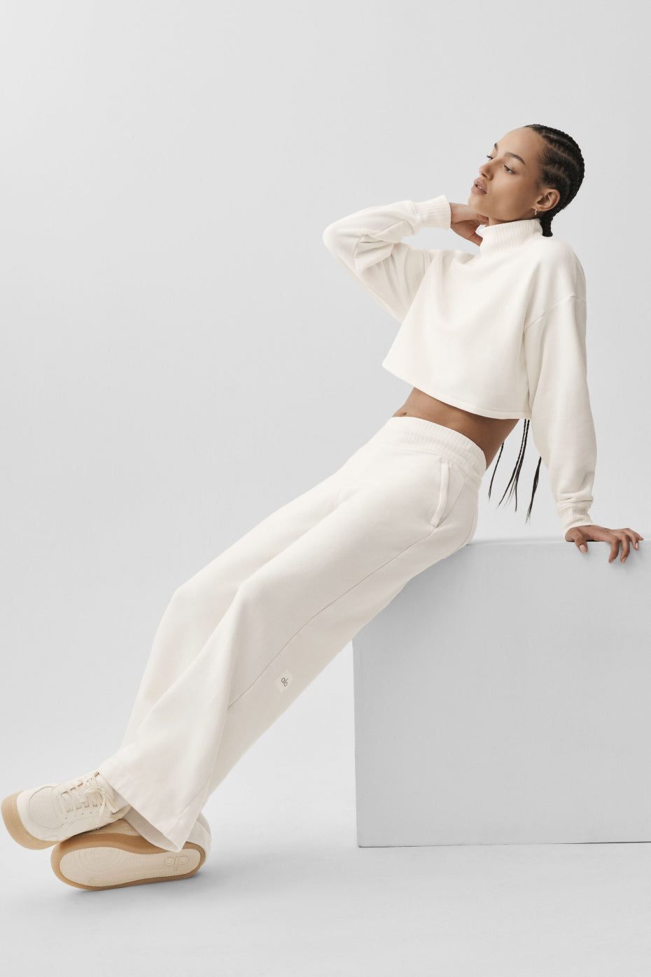 Serenity Wide Leg Sweatpant - Ivory — photo 5