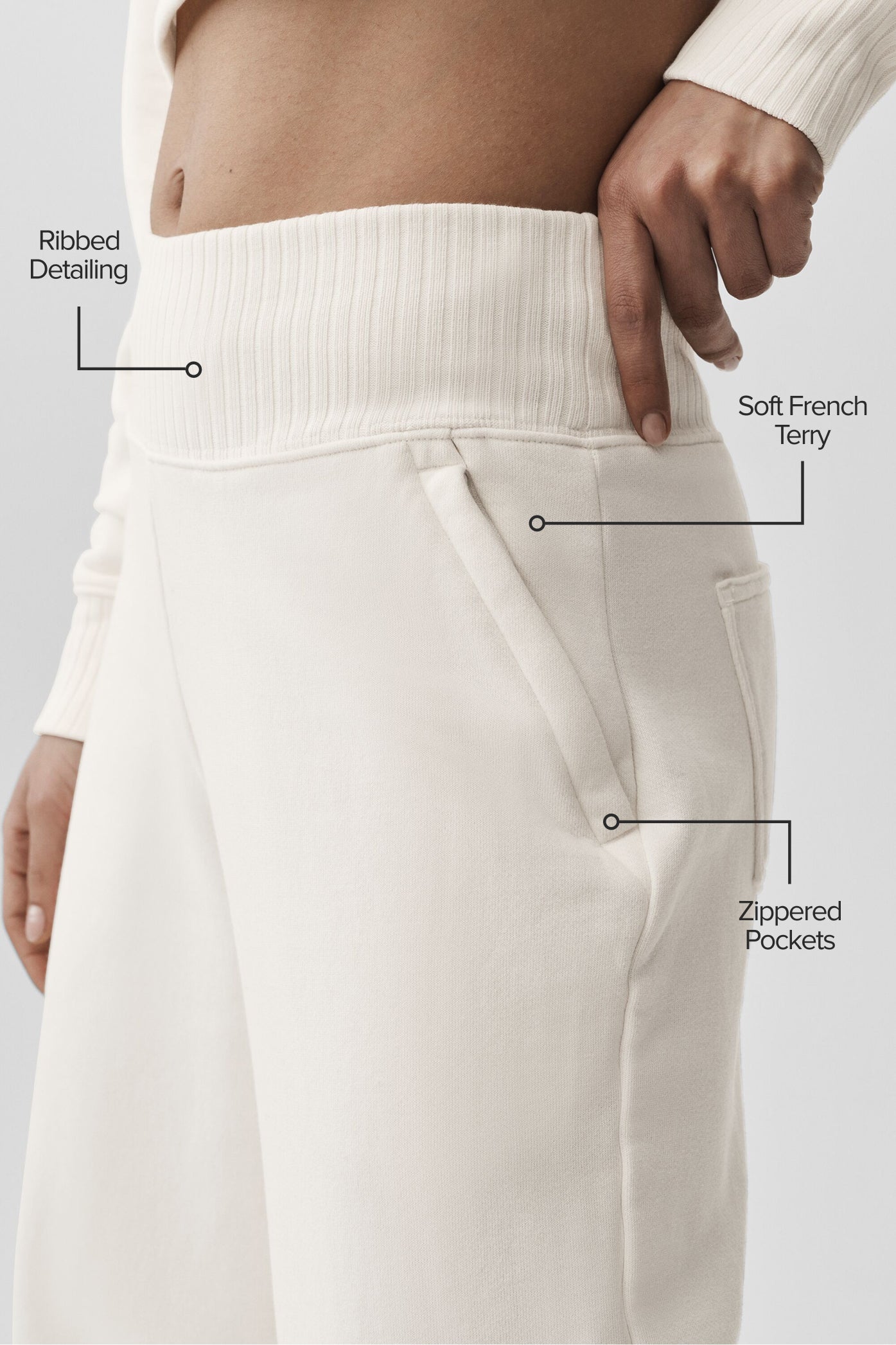 Serenity Wide Leg Sweatpant - Ivory — photo 2