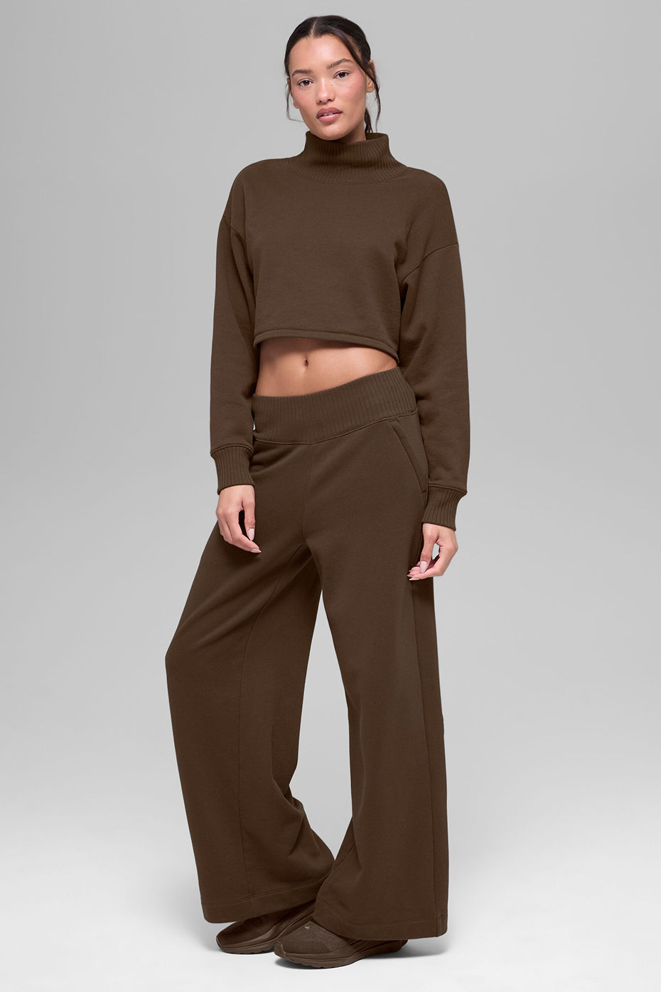Serenity Wide Leg Sweatpant - Espresso — photo 5