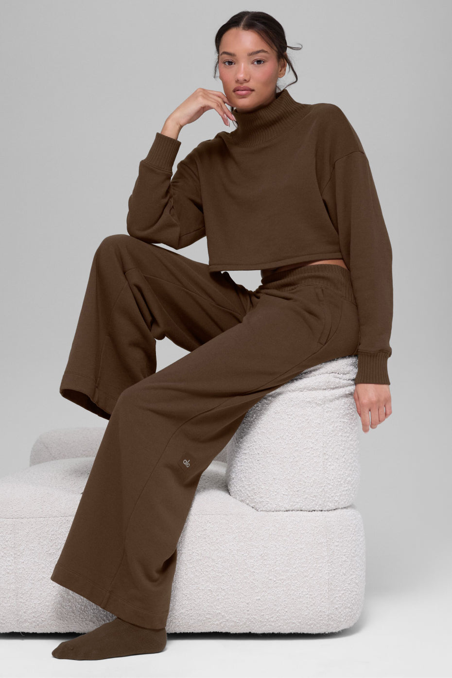Serenity Wide Leg Sweatpant - Espresso — photo 3