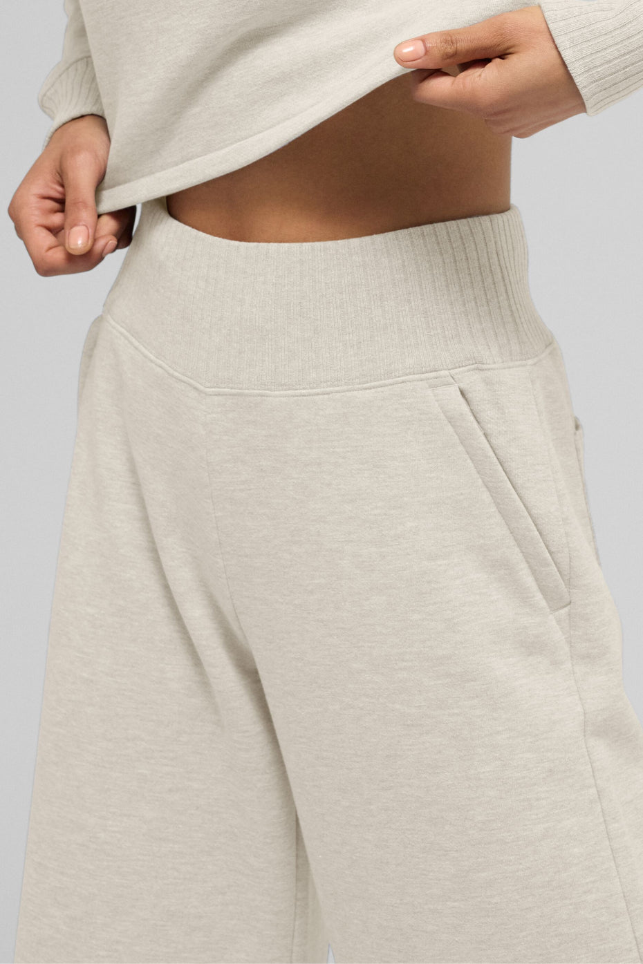Serenity Wide Leg Sweatpant - Oatmeal Heather — photo 3