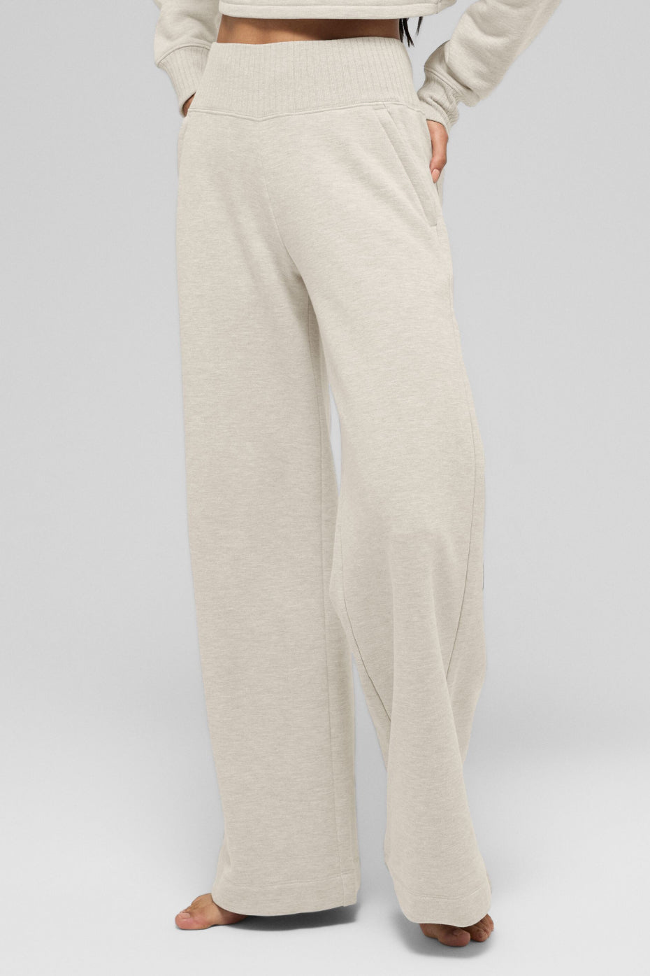 Serenity Wide Leg Sweatpant - Oatmeal Heather — photo 2