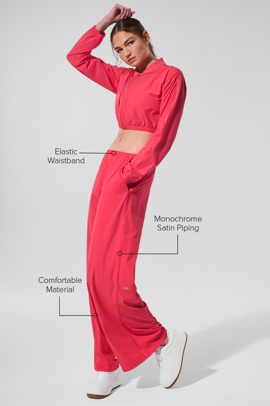 Breezy Wide Leg Pant (Long) - Candy Red — photo 2