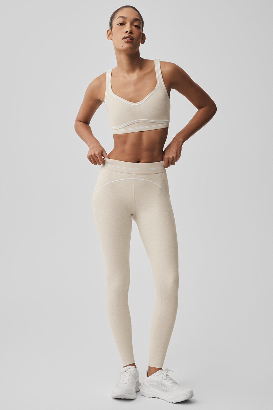 Alosoft High-Waist Heart Throb Legging - Oatmeal Heather/White — photo 6
