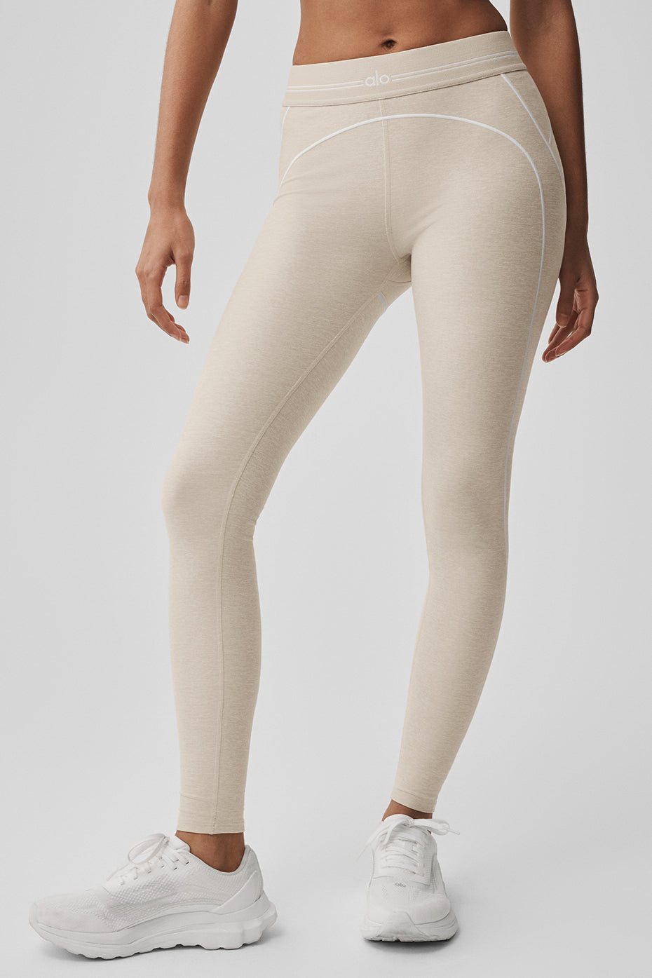 Alosoft High-Waist Heart Throb Legging - Oatmeal Heather/White — photo 3