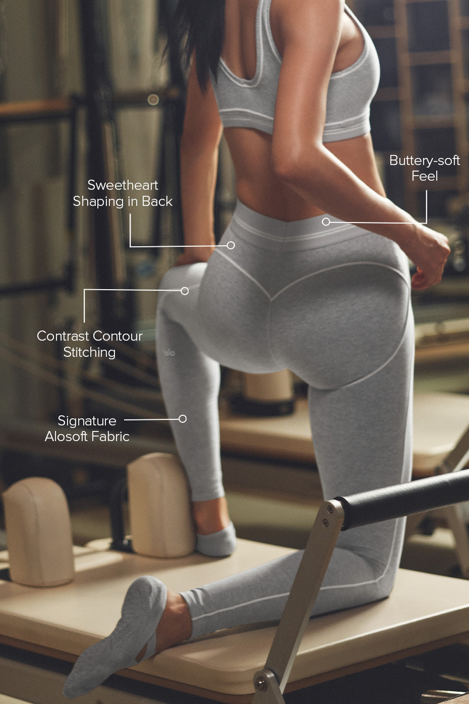 Alosoft High-Waist Heart Throb Legging - Athletic Heather Grey/White — photo 2