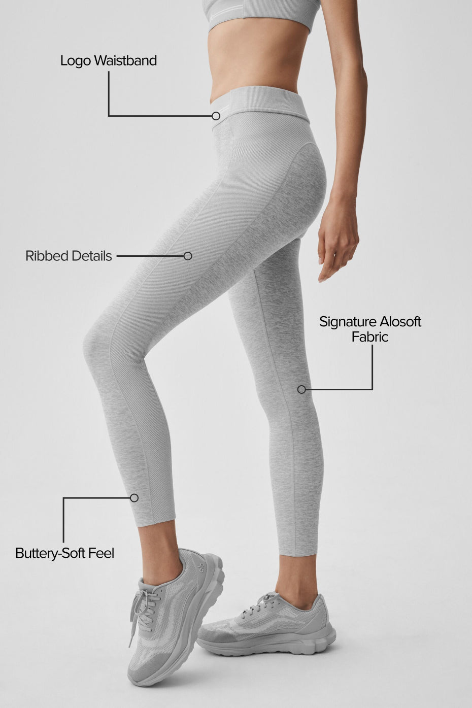 Alosoft High-Waist 7/8 Relay Legging - Athletic Heather Grey/White — photo 2