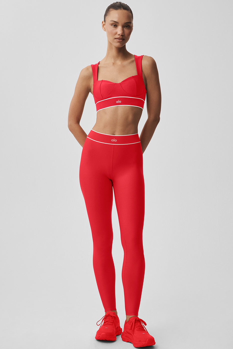 Airlift High-Waist Alignment Legging - Bright Red/White — photo 1