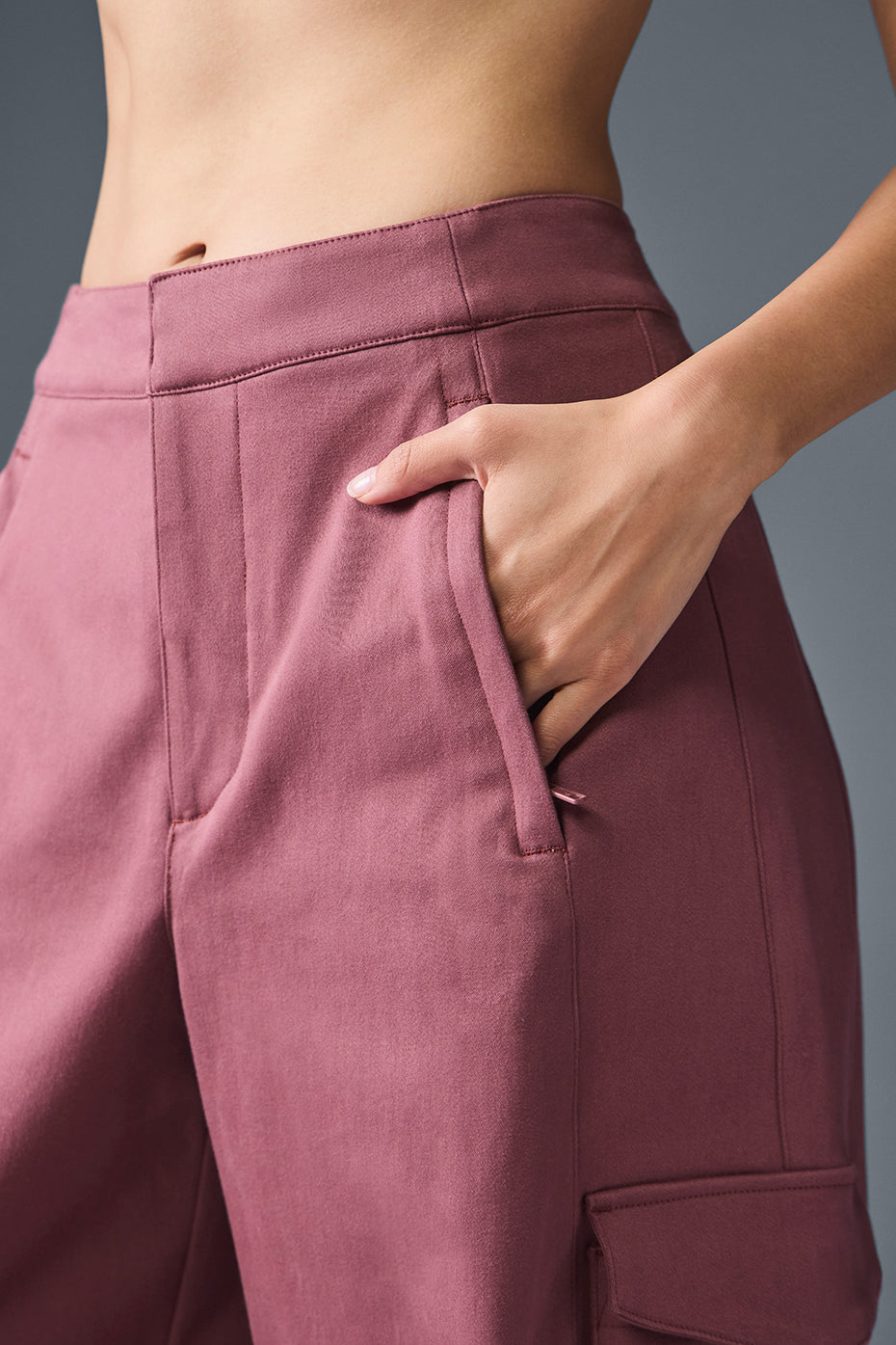 Show Off Cargo Wide Leg Trouser (Regular) - Burgundy Truffle — photo 3