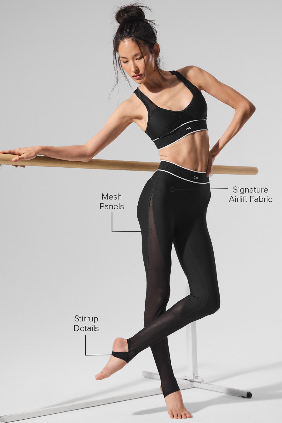 Airlift Mesh High-Waist Darling Stirrup Legging - Black — photo 2