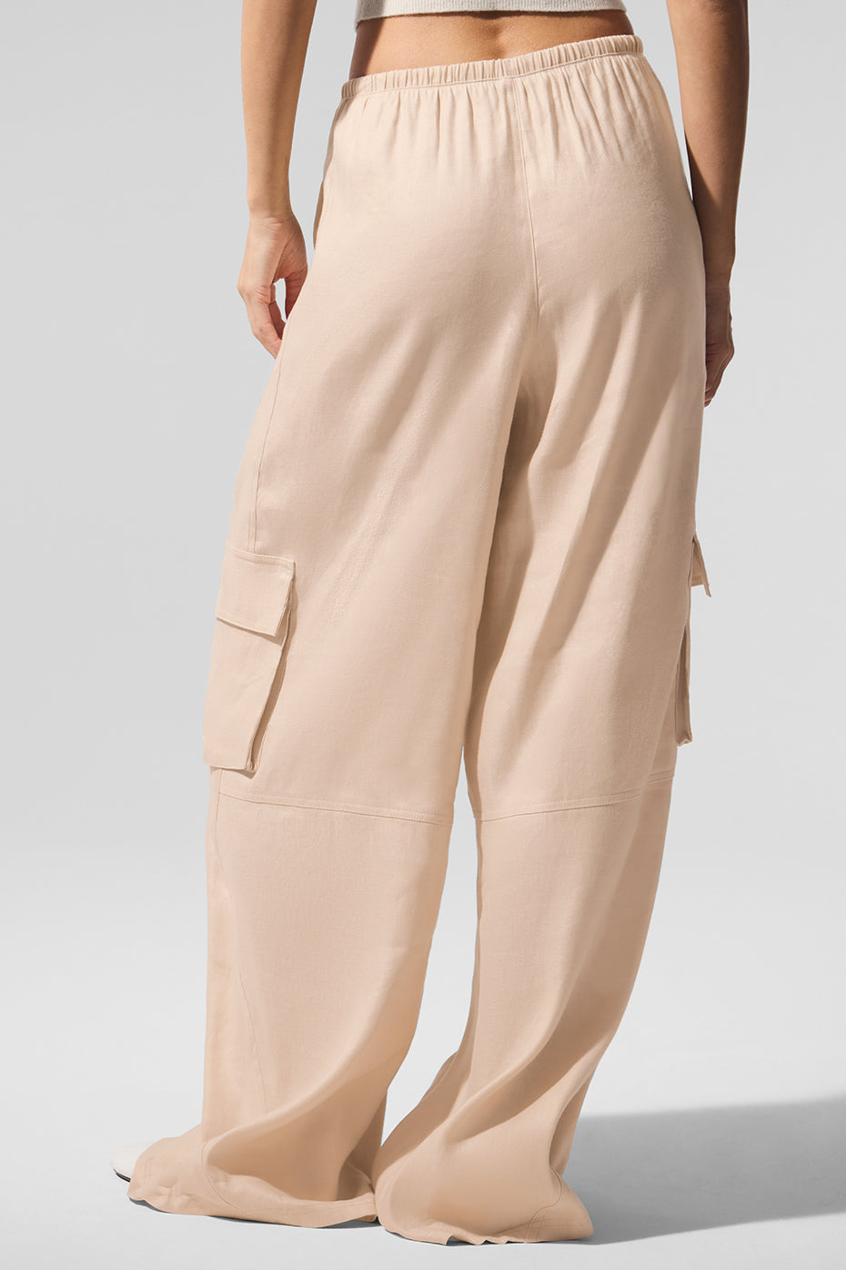 Linen Getaway Cargo Wide Leg Pant - Macadamia — photo 4
