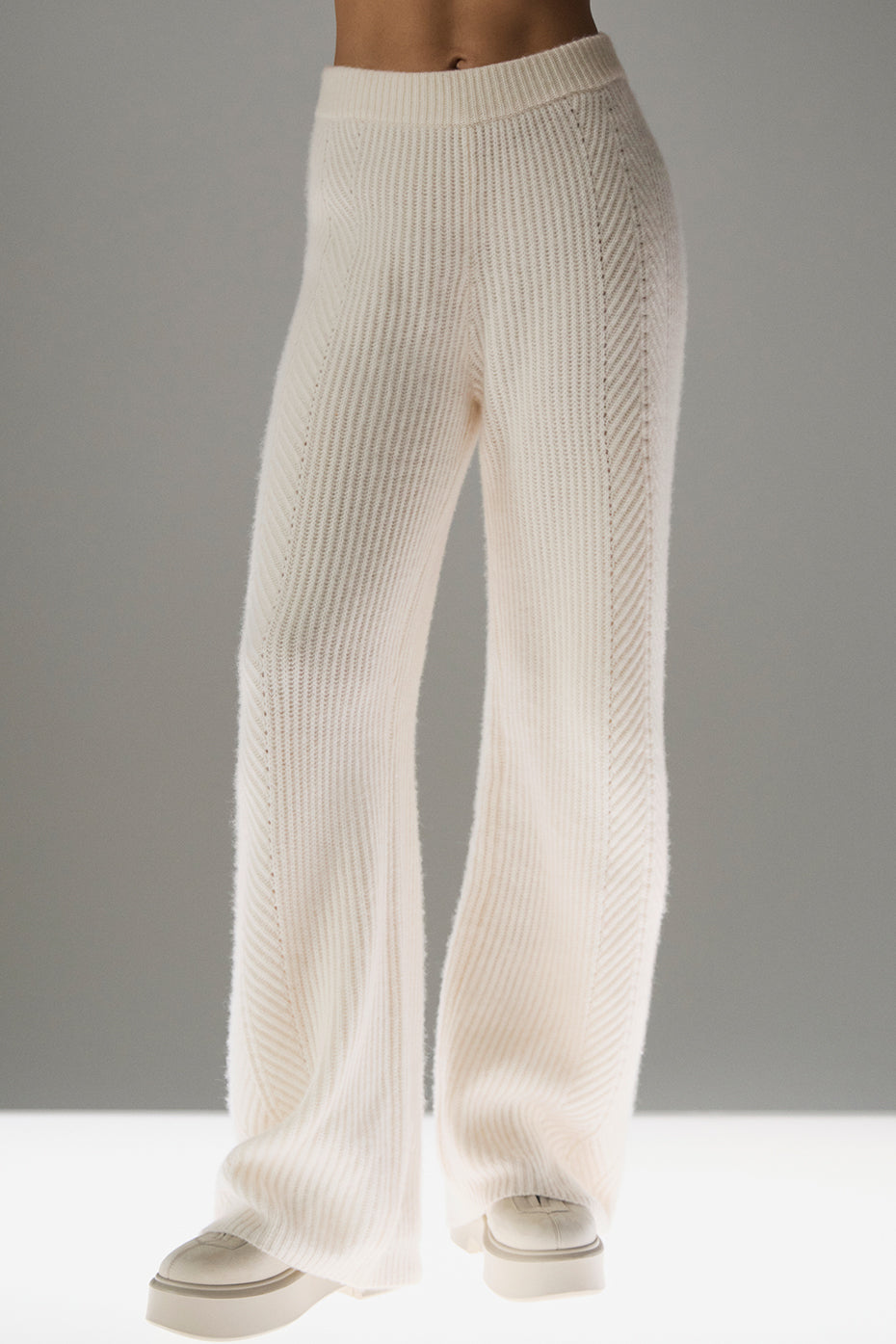 Winter Magic Cashmere Wide Leg Pant - Ivory — photo 1