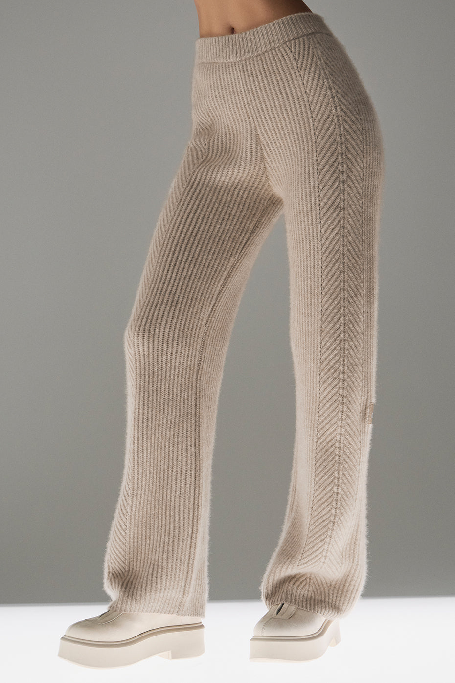 Winter Magic Cashmere Wide Leg Pant - Flax Heather — photo 1