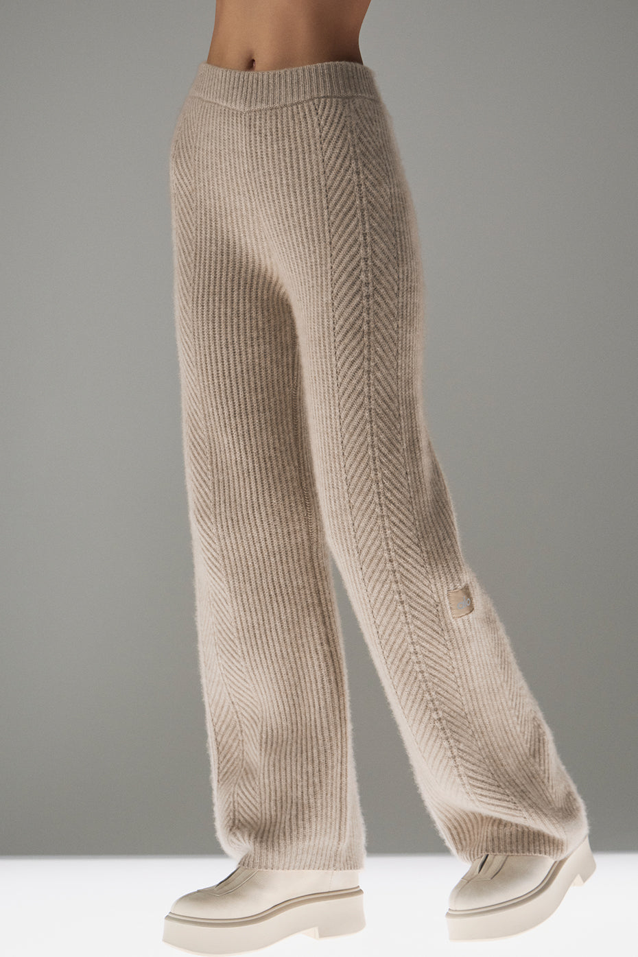 Winter Magic Cashmere Wide Leg Pant - Flax Heather — photo 3