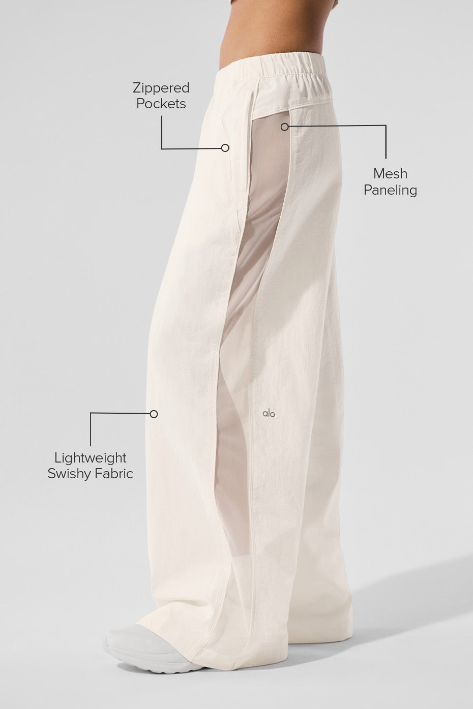 High-Waist Origin Wide Leg Track Pant - Ivory — photo 2