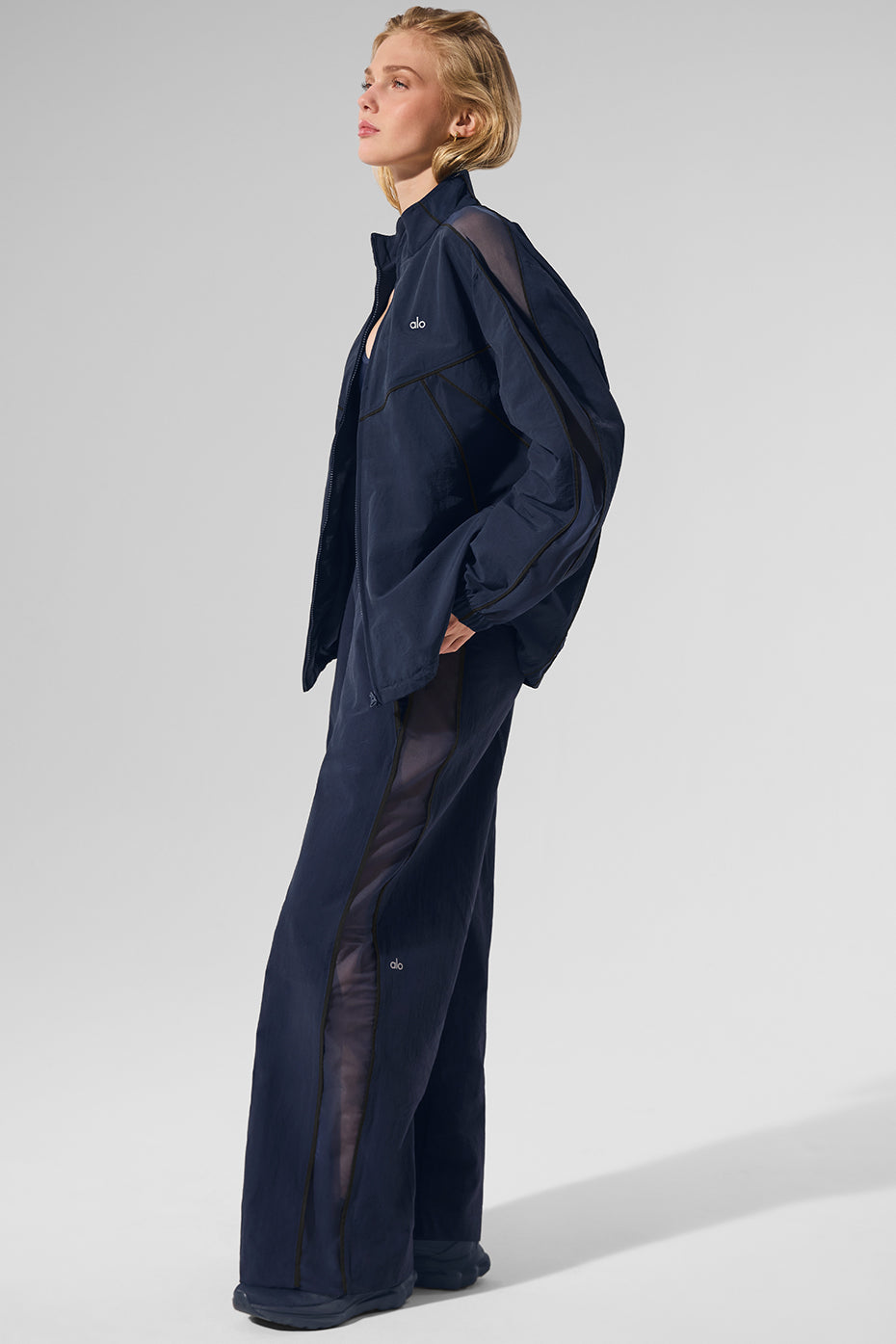 High-Waist Origin Wide Leg Track Pant - Navy/Black — photo 5