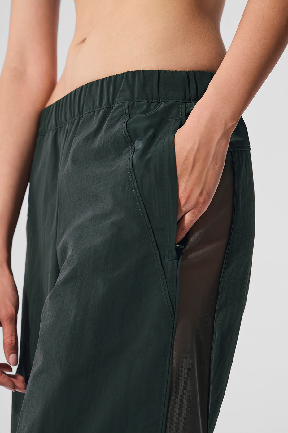 High-Waist Origin Wide Leg Track Pant - Charcoal Green — photo 3