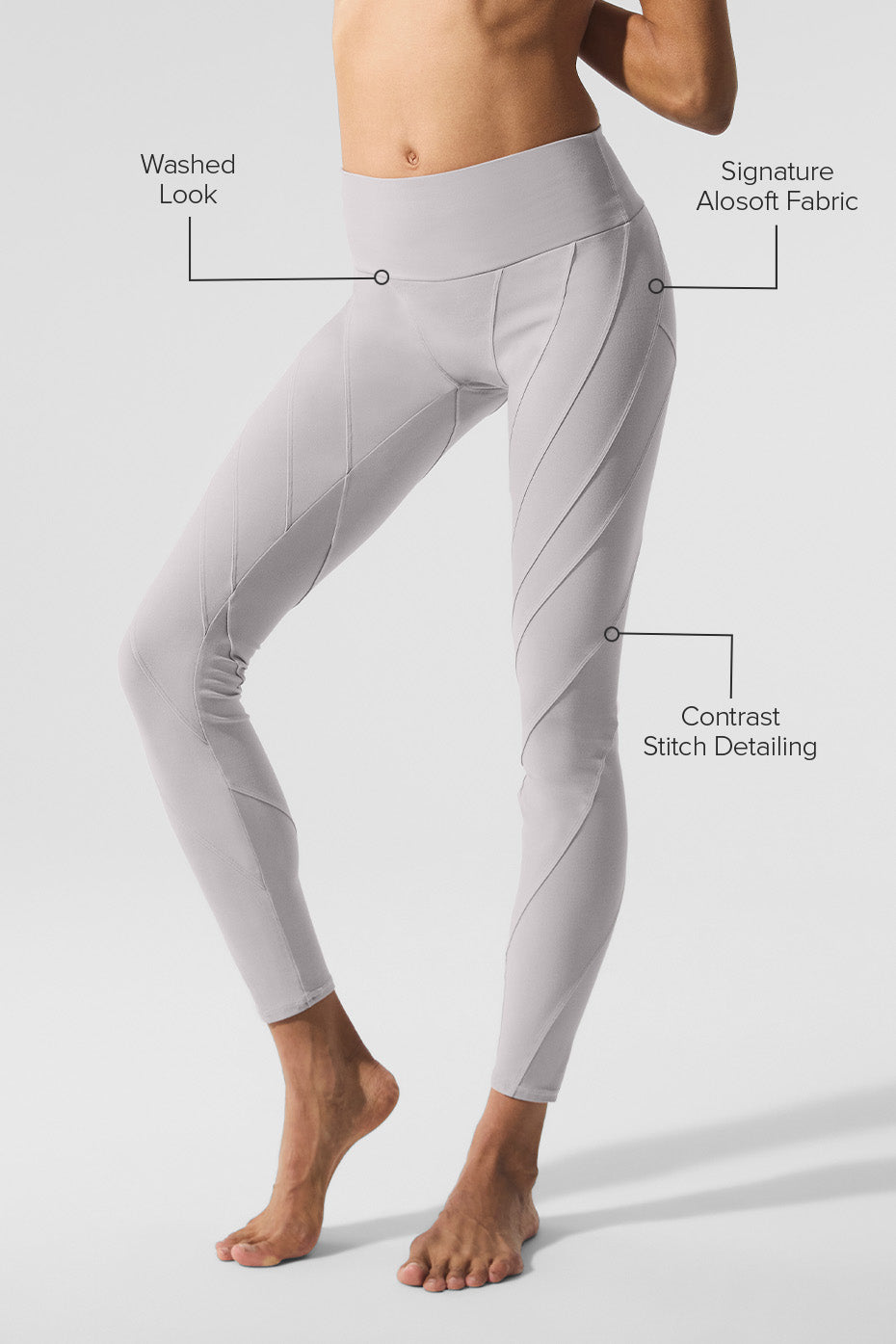 Washed Alosoft High-Waist Sunray Legging - Grey Sky Wash — photo 2