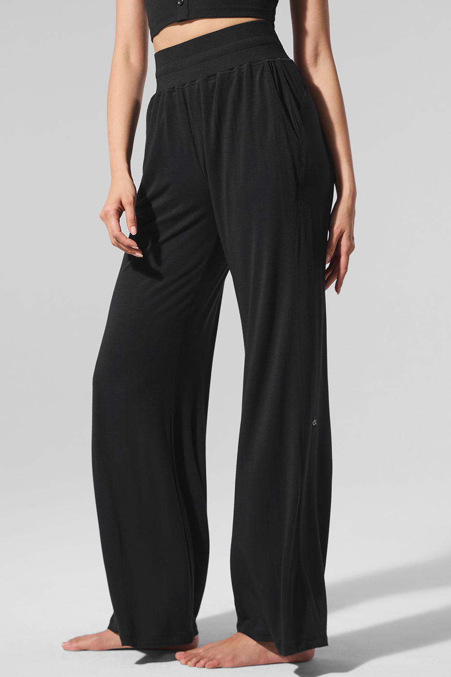 Semi-Sheer Delicate Lounge Flare Pant - Black — photo 1