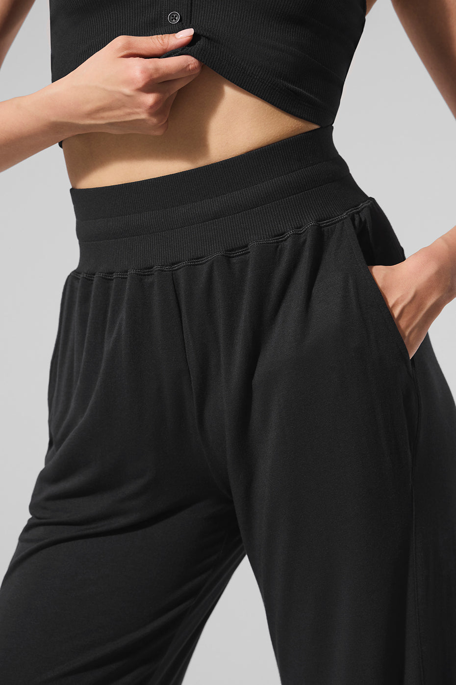 Semi-Sheer Delicate Lounge Flare Pant - Black — photo 4
