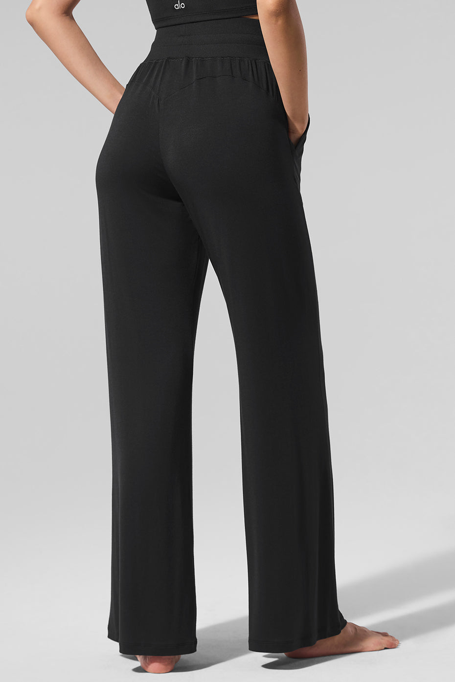 Semi-Sheer Delicate Lounge Flare Pant - Black — photo 3